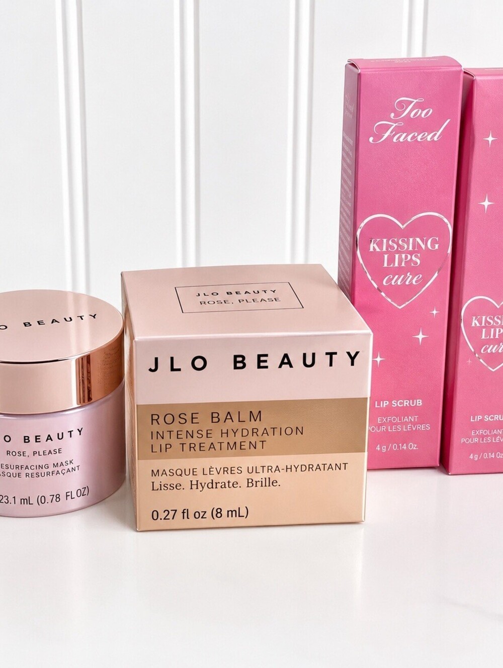 Too faced Kissing Juicy Tint Cherry pie + J Lo Beauty Best Balm Sweet Shine Lip